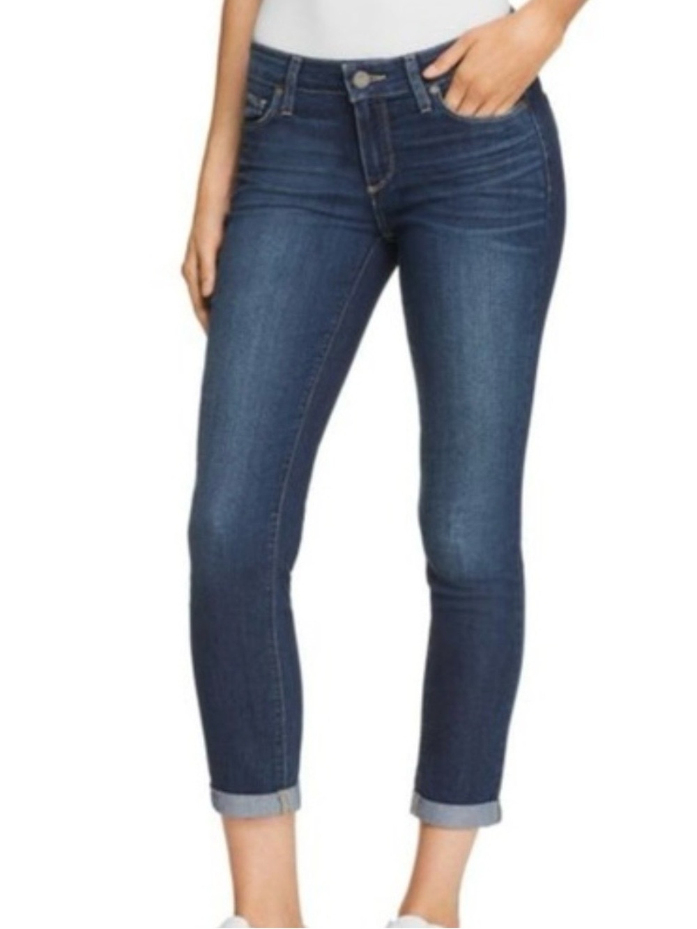 PAIGE Women's Navy Straight-Leg Jeans